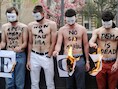 Anti-homohuwelijk Hommen in Toulouse tijdens een demonstratie.