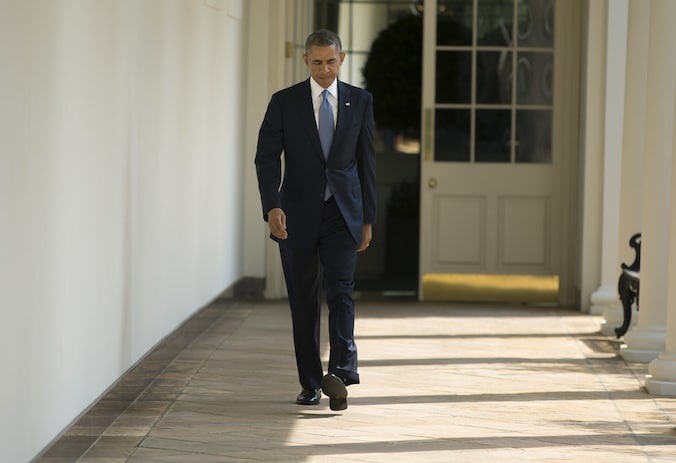 De Amerikaanse president Obama dinsdag in het Witte Huis.