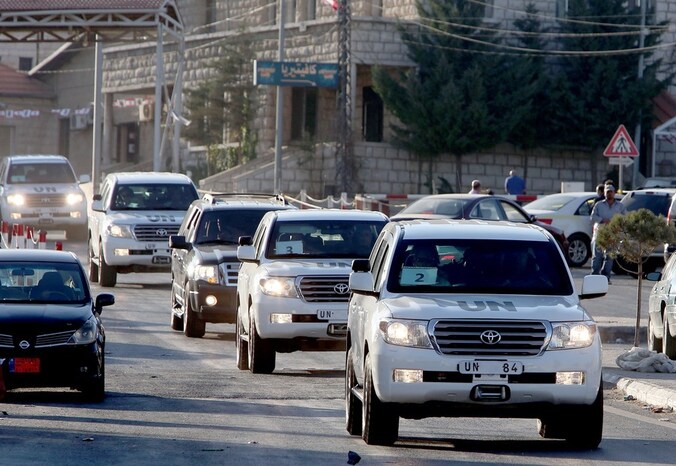VN-konvooi eerder vandaag in Libanon.