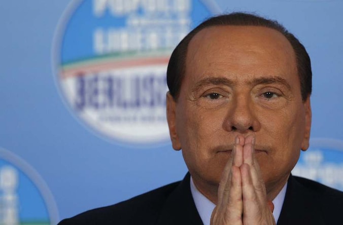 Silvio Berlusconi vandaag op een persconferentie in Rome.