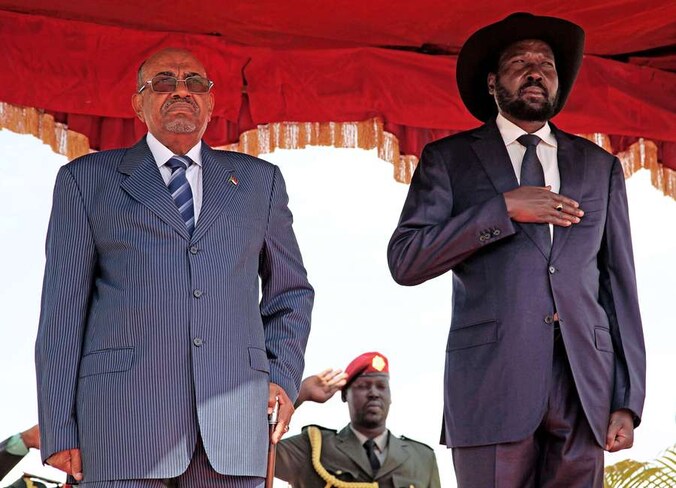 De presidenten Omar al-Bashir (links) en Salva Kiir.