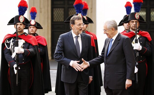 Mariano Rajoy en Mario Monti.