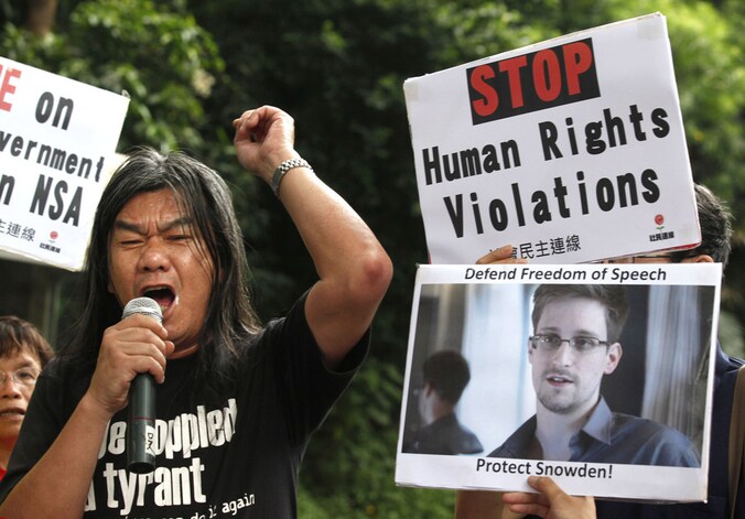 Supporters van Snowden in Hong Kong.