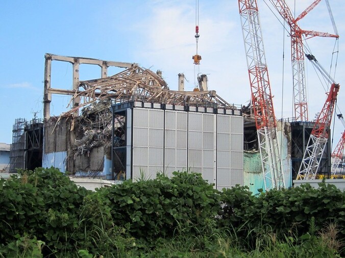 De vernielde kernreactor in Fukushima