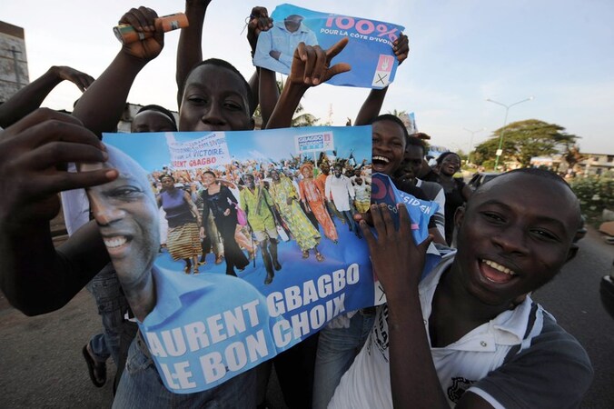 Aanhangers van Laurent Gbagbo.