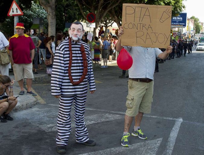 Protesten tegen de Spaanse premier Mariano Rajoy.
