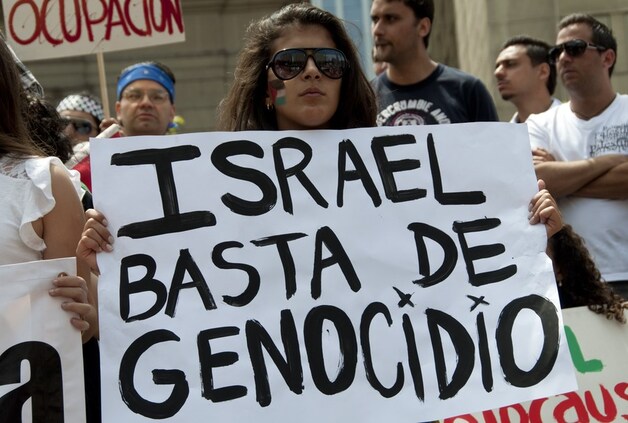 Tot in de Chileense hoofstad Santiago wordt er gedemonstreerd tegen het geweld in Gaza.