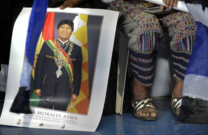 Een afbeelding van de Boliviaanse president Evo Morales.