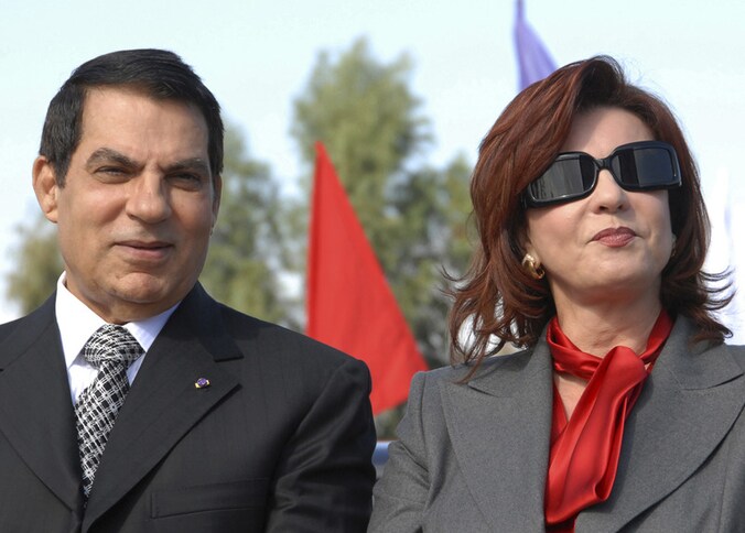 President Ben Ali en echtgenote Leila Trabelsi, foto uit 2007