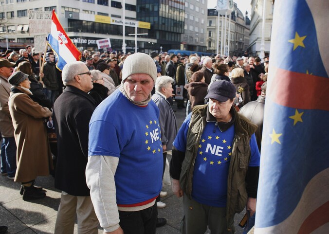 De voorbije dagen waren er ook betogingen tegen de toetreding van Kroatië tot de EU.
