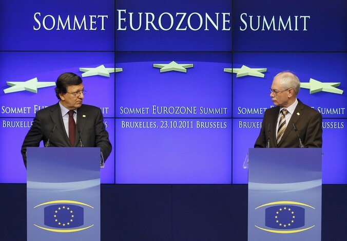 Europees Commissievoorzitter José Manuel Barroso en voorzitter van de Europese Raad Herman Van Rompuy.