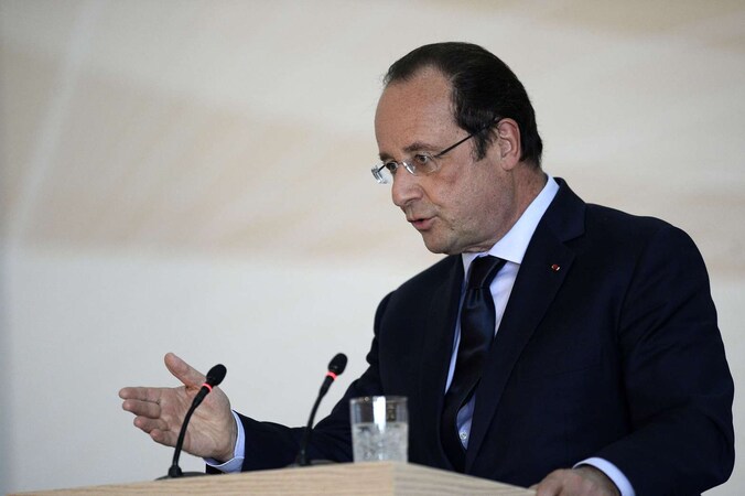 De Franse president Hollande, vandaag in Azerbeidzjan.
