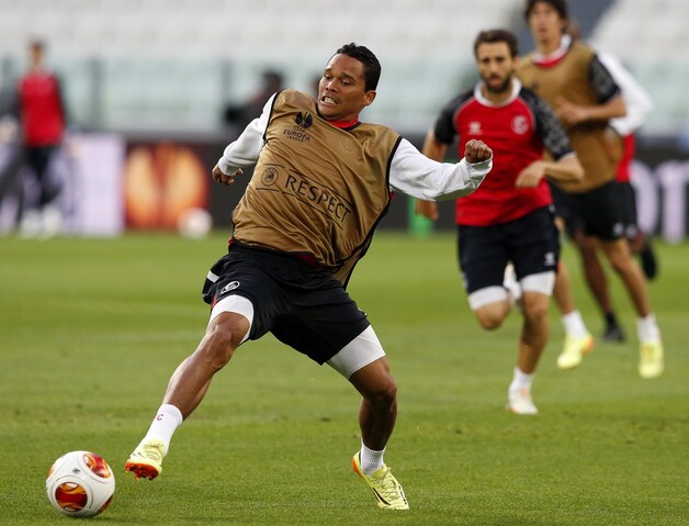 Carlos Bacca in volle voorbereiding op de finale van de Europa League.