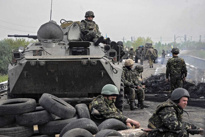 Oekraïense militairen nabij Slovjansk
