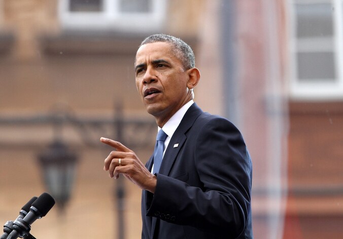 President Barack Obama gaf vandaag in Polen nog een speech voordat hij naar Brussel vertrok.
