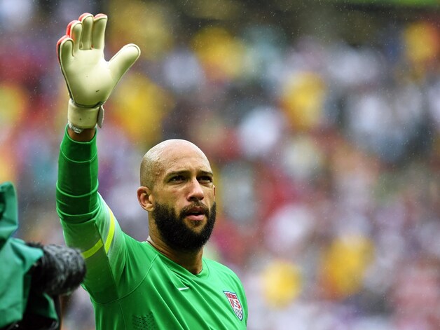 Doelman Tim Howard kan net als Thibaut Courtois aardig wat ballen tegenhouden.