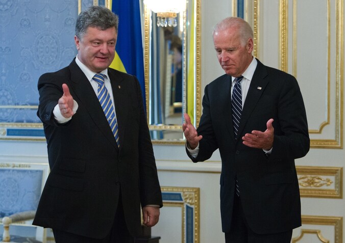 Porosjenko en Joe Biden, gisteren.