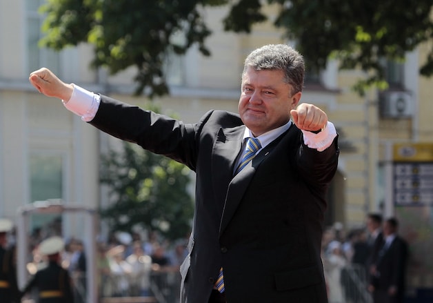 President Petro Porosjenko tijdens zijn inauguratie, afgelopen zaterdag.