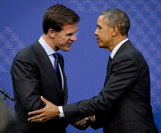 Premier Mark Rutte en de Amerikaanse president Barack Obama bij een bezoek van de president aan Nederland in maart.