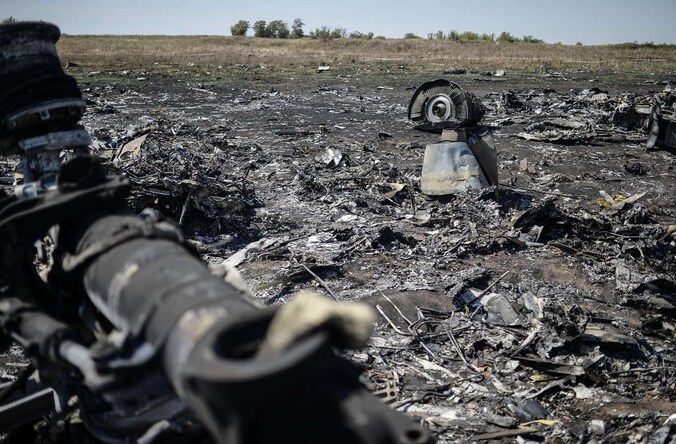 Crashsite MH17 in Hrabove, 80km oosten van Donetsk.