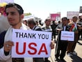Steunbetoging voor de Amerikaanse luchtaanvallen in Erbil, in Iraaks Koerdistan.