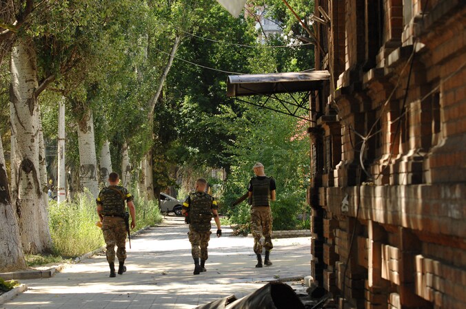 De Oekraïense veiligheidsdiensten in Donetsk.