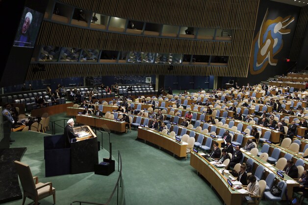 Rohani tijdens zijn speech.