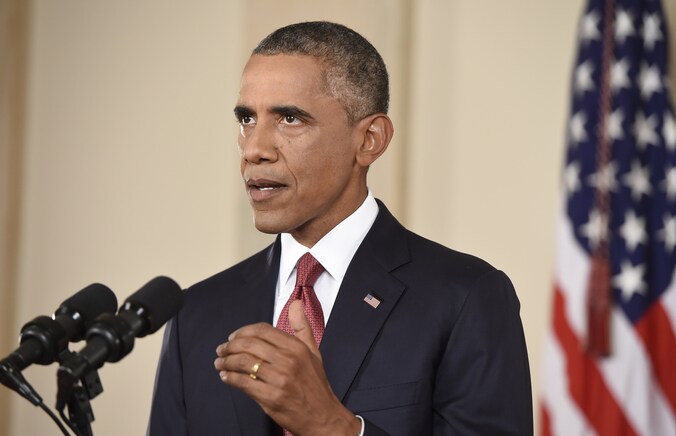 De Amerikaanse president Barack Obama tijdens zijn toespraak over IS