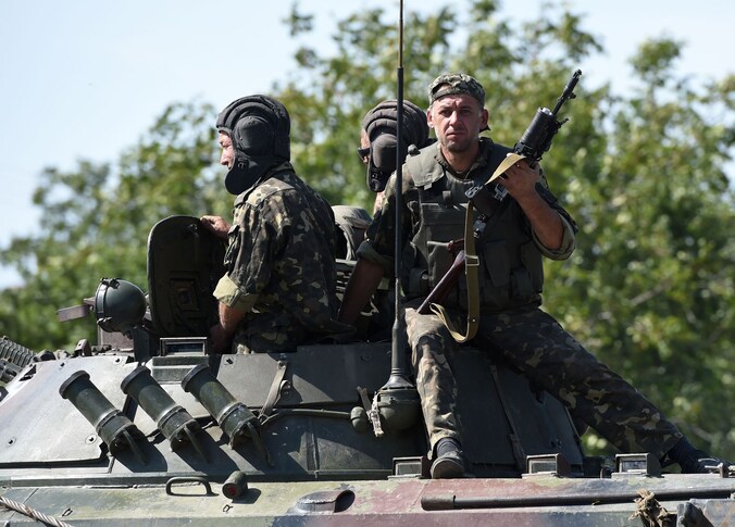 Oekraïense soldaten in de stad Marioepol.
