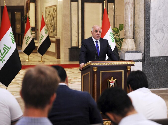 De nieuwe Iraakse premier Haider al-Abadi tijdens een persconferentie vorige maand.