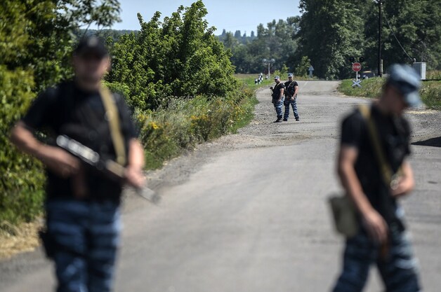 Pro-Russische separatisten nabij de crashplek van vlucht MH17.