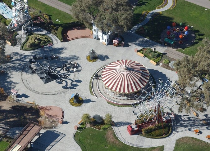 Een luchtfoto van Neverland