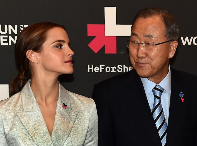 Actrice Emma Watson en secretaris-generaal van de VN, Ban Ki-Moon