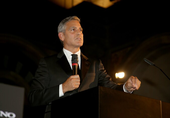 George Clooney op een benefiet in Italië.