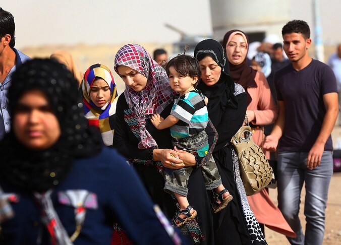 Vluchtelingen uit Mosul.