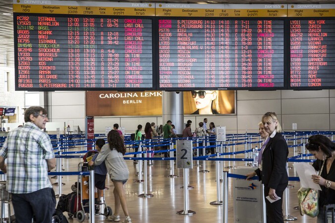 De afgelaste vluchten in de luchthaven van Tel Aviv.