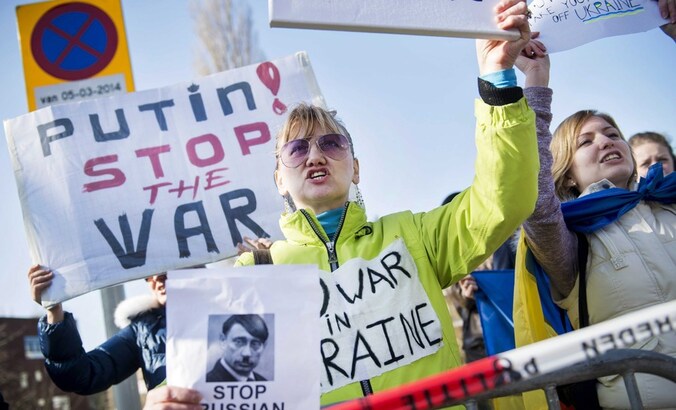 De protestactie voor de Russische ambassade