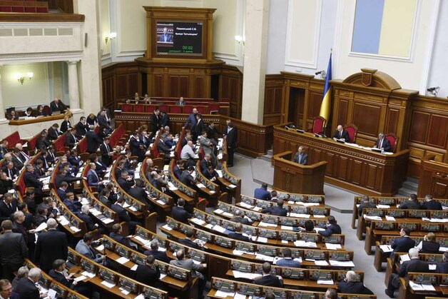 De Verhofna Rada bij de zitting van vandaag.