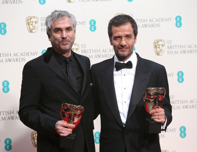 Alfonso Cuaron en David Heyman, winnaars van de bafta voor 'Gravity'.