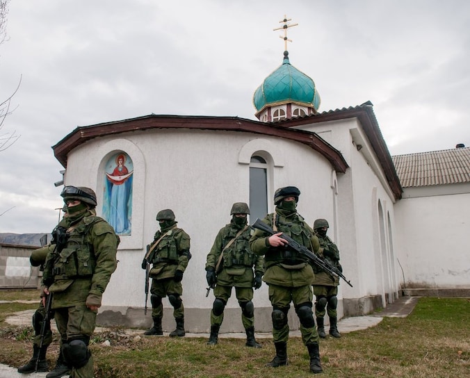 Russische soldaten in Simferopol.