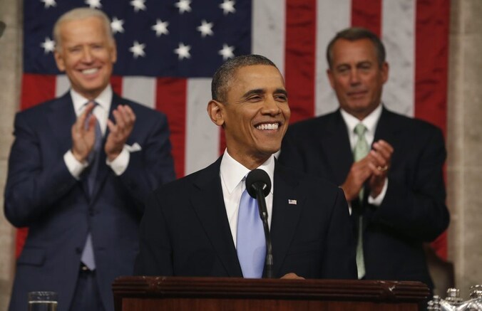 President Obama tijdens zijn State of the Union van 2014.