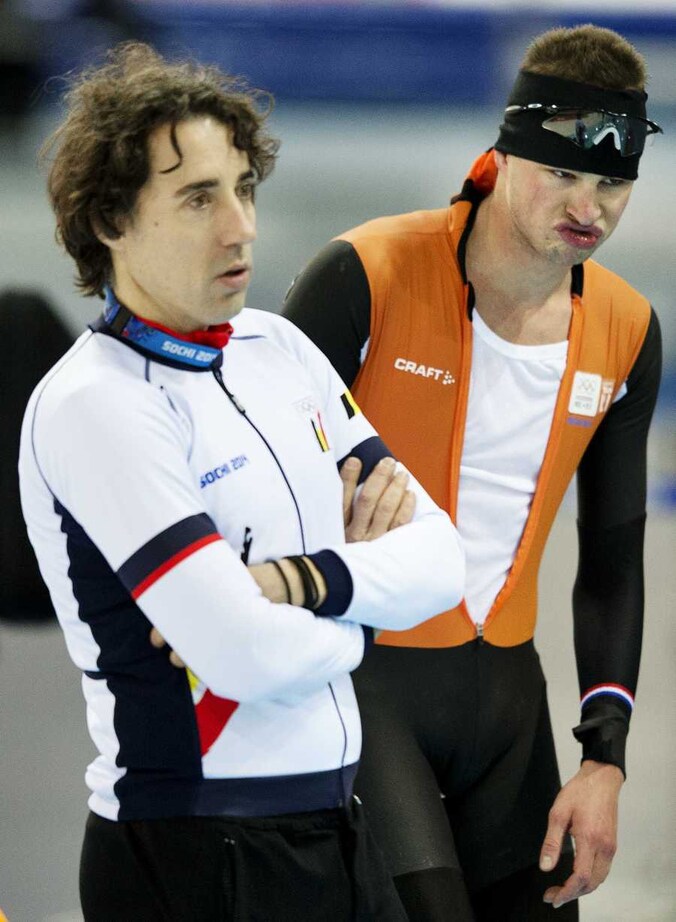 Bart Veldkamp aan de zijde van de Nederlandse schaatsvedette Sven Kramer.