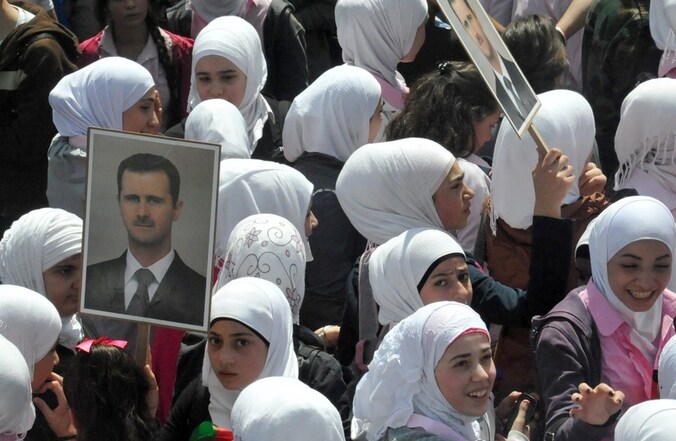 Aanhangers van de Syrische president Bashar al-Assad gingen vandaag de straat op in hoofdstad Damascus.