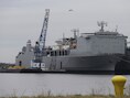 De Cape Ray begin januari aan de kade van Portsmouth, Virginia.