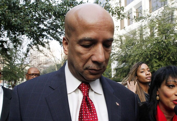 Ray Nagin bij aankomst aan het gerechtsgebouw in New Orleans.