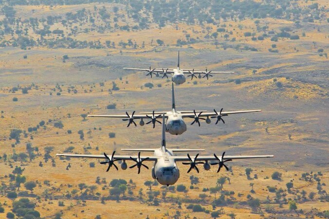 Archiefbeeld van Hercules-vliegtuigen van de Indiase luchtmacht.