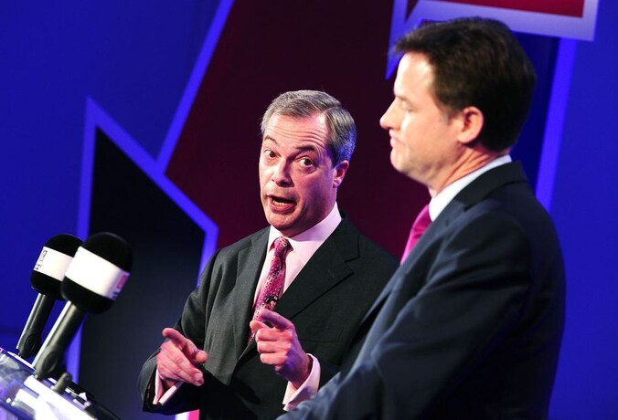Farage en Clegg tijdens het bewuste debat.