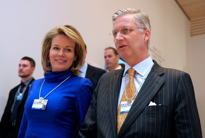 Koning Filip en koningin Mathilde, vandaag in Davos.