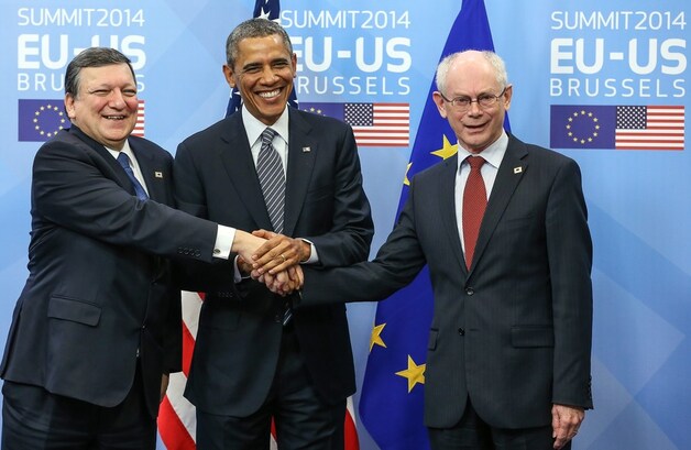José Manuel Barroso, Barack Obama en Herman Van Rompuy.