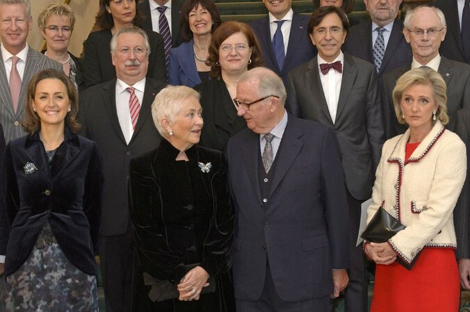Prinses Claire, koningin Paola, koning Albert en prinses Astrid op het Feest van de Dynastie in november.